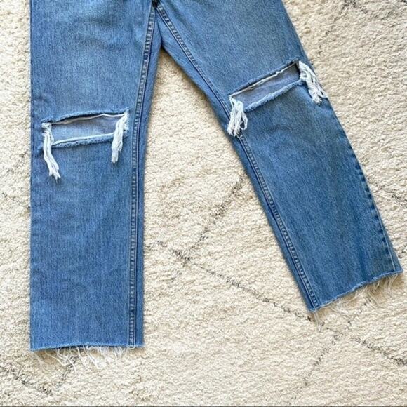 New Aligrace Custom Distressed High Rise Jeans Redone Levi’s Size 25 - Picture 10 of 12